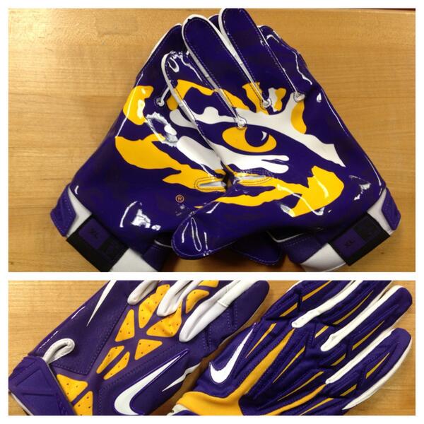 lsu nike football gloves