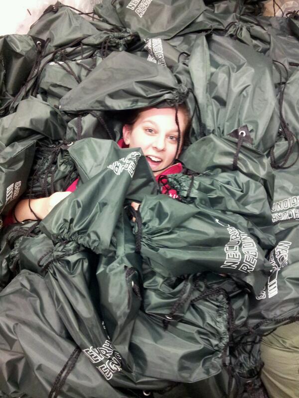 Mariah's helping us pack swag bags. Here's her #selfies4marty!