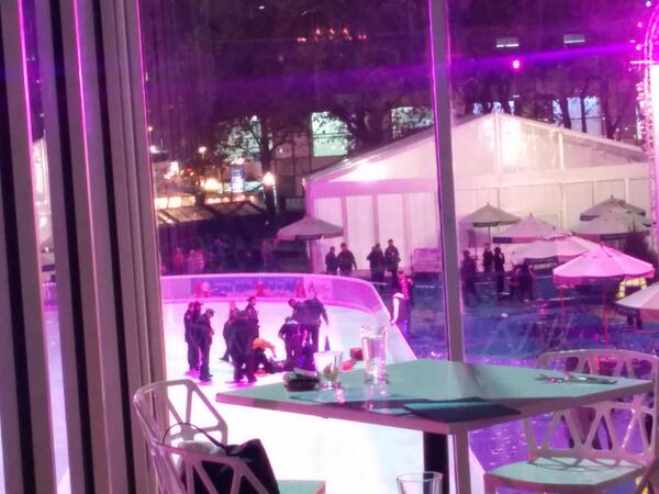 Two shot in Bryant Park while ice skating in New York City 
