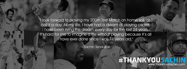mipaltan's tweet photo. Cricket can never be the same without him. #ThankYouSachin http://t.co/i1D1vxSJdO