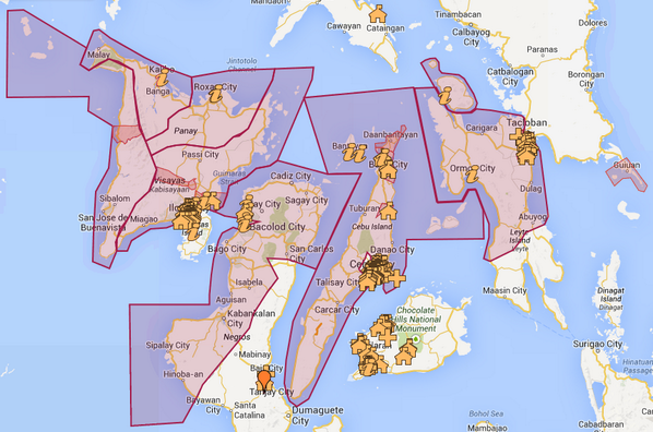 govph's tweet photo. View our crowdsourced map of crisis areas, evacuation centers, relief drop zones: http://t.co/9ZTp7QQC5I #YolandaPH http://t.co/INmZs2vUPk