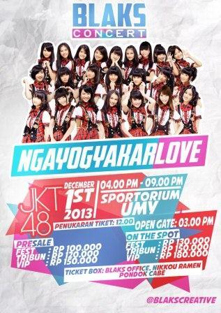 JogjaUpdate's tweet photo. #Jogja @blakanist: 1/12/13 16.00 JKT48 Concert di Sportarium UMY | Fest 100K Tribun 120K VIP 150K | @BlaksCreative http://t.co/ILt8OpgRMI