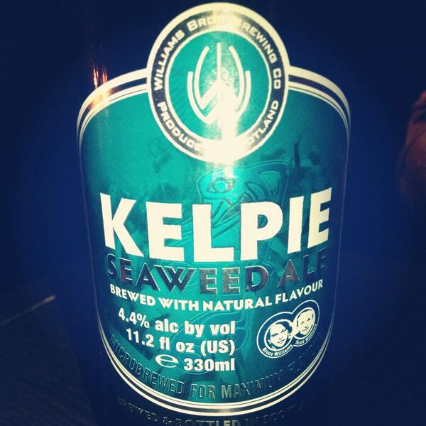 SherryToronto's tweet photo. Kelpie Seaweed Ale from Scotland. Delicious chocolate style porter with a twist #beer #craftbeer #cicerone http://t.co/VQbPueXEpR