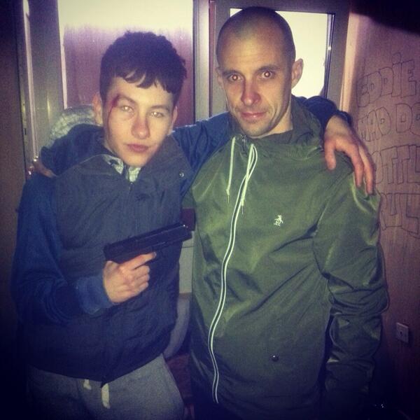 BarryKeoghan's tweet photo. Wayne &amp; Nidge 
"Just give me the order, I'll do it, whatever". 
Getting close now !! @LOVEHATETVDRAMA 
🔫🔫🔫🔫🔫🔫 http://t.co/3VER9wqOAq