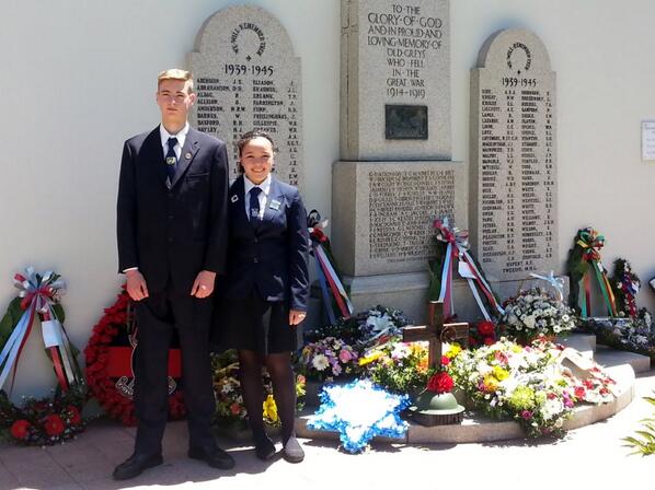Humbled to honour fallen war heroes with <a href="/GreyHighSchool/">Grey High School</a>: Mr Fay, Alexander Haines, Cayla- Rose Jack laid our wreath