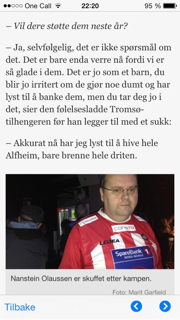 StangJulie's tweet photo. Ikke greit å være TIL-supporter nå, men må si at jeg syms mest synd på Nanstein jr. #Fotball http://t.co/jGeS7IU4DZ