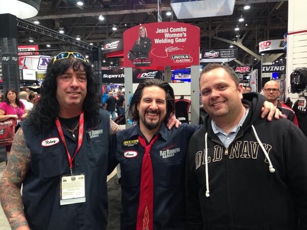 ericmberry's tweet photo. Me, @aaron_hagar and Donkey aka Robey at SEMA. http://t.co/pf7seN6RHy