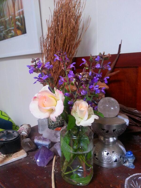 CenteredSpirit's tweet photo. Sage and roses from the garden. http://t.co/OxQNDLFKS3