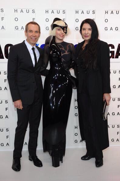 ladygaga's tweet photo. Jeff Koons, Me, Marina Abramovic! Tonight we celebrate creativity, invention &amp; passion in honor of these art heroes. http://t.co/wHkMV2MS2K