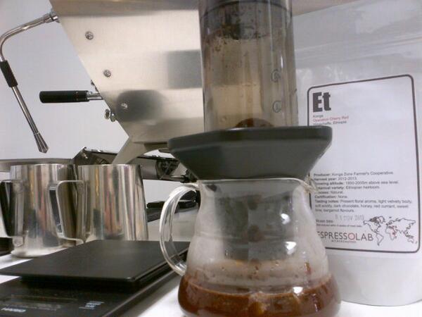 Going all natural in the heat of today with <a href="/EspLabMicro/">Espresso Lab</a> Ethiopian Konga aeropressed over ice