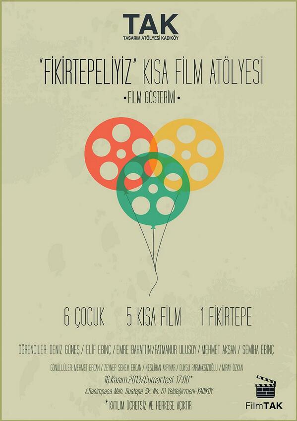 "Fikirtepeliyiz" Kısa Film Atölyesi Film Gösterimi, 16 Kasım Cumartesi 17:00'da TAK'ta herkese açıktır.