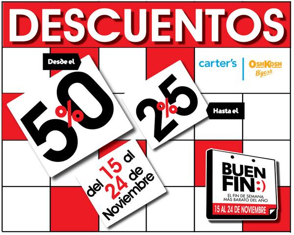 CartersOshkosh's tweet photo. Buenas tardes aprovecha los grandes descuentos que tendremos para ti en este de BUEN FIN, del 15 al 24 de noviembre http://t.co/0KjwbhwRvn