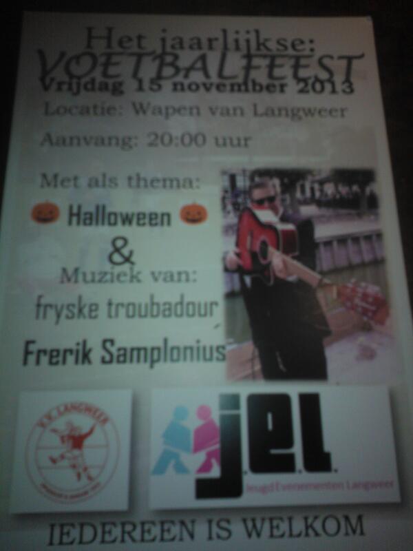 Wimmitje's tweet photo. "@Wapen_Langweer: Vanavond voetbalfeest Langweer met gezellige spellen en live muziek dit mag je niet missen!! rt. http://t.co/IUbqP16s17"