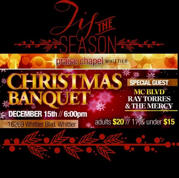 PCWhittier's tweet photo. Praise Chapel Whittier welcomes you to our annual Christmas banquet. All are welcomed. Invite your friends &amp; family. http://t.co/ZY26EXLc6K