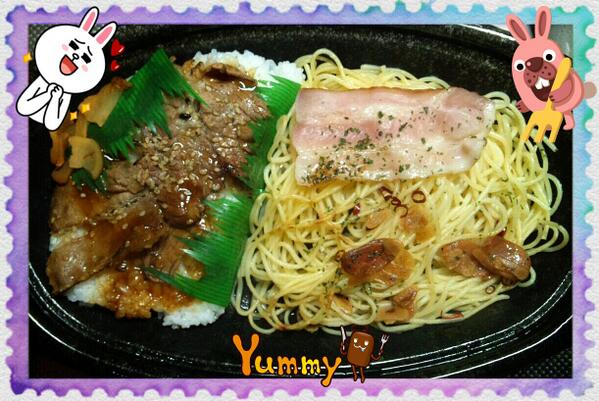 halcomplex's tweet image. 本日の晩飯♪
(*^o^*)
『牛カルビ&amp;amp;ペペロンチーノ』
まいう～☆
(≧∇≦)b nav.cx/2CFkdF