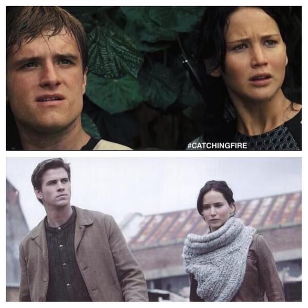 JenLawrenceCrew's tweet photo. RT if your team Katniss and Peeta. FAVOR if your team Katniss and Gale. #CatchingFire http://t.co/uqbIsd8zgT