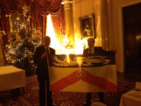 nicbell5's tweet photo. The Staffordshire flag being given to Ivanovo delegation to fly proudly there. Hope they have safe trip home http://t.co/nRROI8otRN