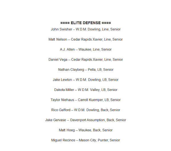 IowaHSSports's tweet photo. Iowa Highschool Football Elite Defense picks http://t.co/G5PhezjSgI