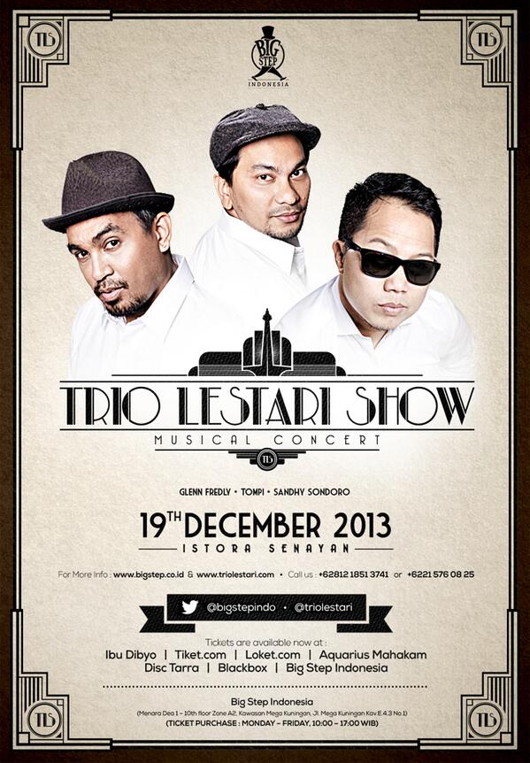 dr_tix's tweet photo. #MusicalConcert @TrioLestari 19 Dec 2013 at Istora Senayan! Tiket mulai dari 350 ribu di http://t.co/YU39Dfsrai http://t.co/LlcYYFERXd