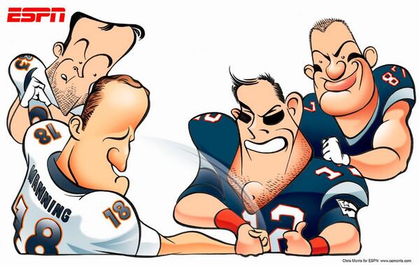 espn's tweet photo. Another classic between two of the greatest QBs in NFL history. 

Round 14 goes to Brady and the Pats. http://t.co/iMUZ4lu2Yi