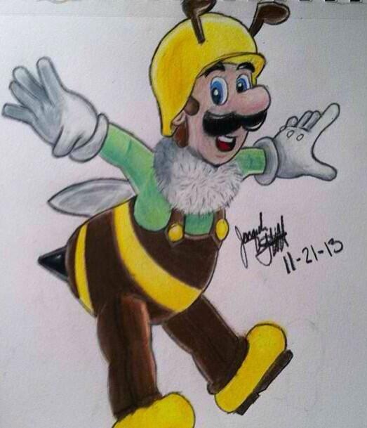 Nintendoodles's tweet photo. I drew bee Luigi or as I like to call him, Beegee! Silly I know lol! XD Hope everyone is having an awesome day! :D http://t.co/07eciXCQ2q