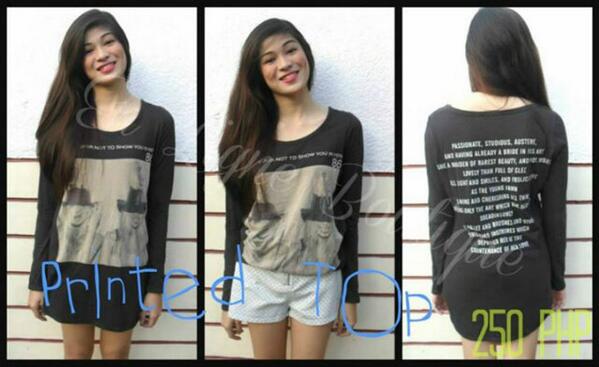 BBMePH's tweet photo. Printed Top @ 250 only :D (thanks Shobe for modelling it for me!) http://t.co/8729aAhq0b