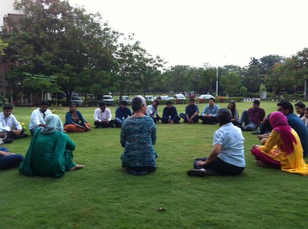 ISBiDiya's tweet photo. After a packed day of workshops,time for some relaxation!! Teams sharing their stories in a team building workshop! http://t.co/sePkoBimEZ