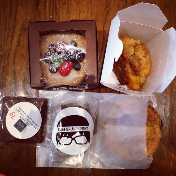 latimesfood's tweet photo. That's great! @nomsnotbombs RT Here's my haul from #eatmyblog We raised $5500 for Typhoon Haiyan relief! #weekendeats http://t.co/6ffSB3e8ze