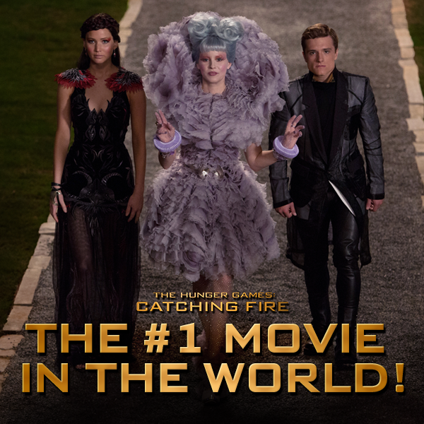 TheHungerGames's tweet photo. Thank you for making #CatchingFire the #1 movie in the WORLD! Retweet if you saw #CatchingFire last weekend! http://t.co/0QQqC42APD