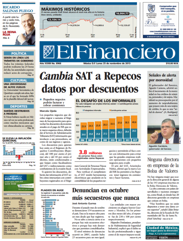 ElFinanciero_Mx's tweet photo. Ésta es la portada de nuestra edición impresa. http://t.co/CnoPZkrbPX