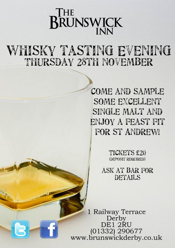 Hurry not many places left for our malt whisky tasting on thursday #maltwhisky #realale #derby