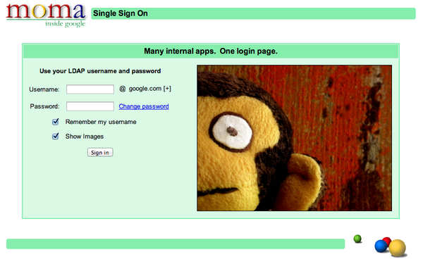 Google's MOMA Login Screen