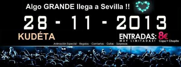 usdefiesta's tweet photo. DESVELAMOS LA PRIMERA FIESTA DE LA SEMANA.
★ALGO MUY GRANDE LLEGA A SEVILLA★

ESTE JUEVES KUDETA TRAE ALGO INESPERADO http://t.co/3oCrciRmtI