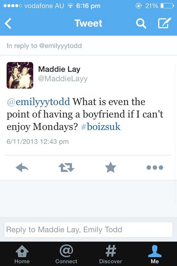 jellul35's tweet photo. @MaddieLayy No boyfriends pls 🙅 or you will never want to return to the motherland http://t.co/8B3H37tvEQ