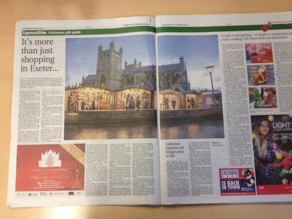Make sure to check out the <a href="/ExpressandEcho/">Express & Echo</a> today to see our 2 page spread on the <a href="/ExeterXmasMarke/">Exeter Xmas Market</a> ! 1 week to go!