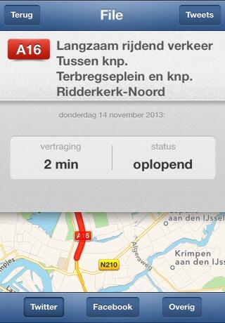 Langzaam rijdend verkeer Tussen knp. Terbregseplein en knp. Ridderkerk-Noord flitsmeister.nl/FHqLMk