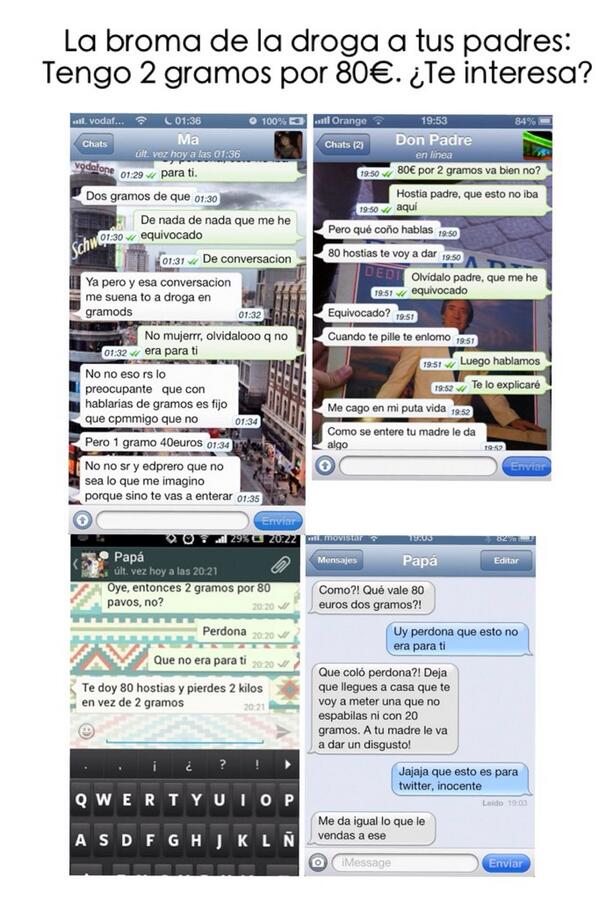 La_Antonias's tweet photo. Oioioi jajaja hay que sé mu cabronsete pa desirle eso a tus padreee. #TuBromaEnWhatsapp #2gramos http://t.co/4rK3JKLiQi