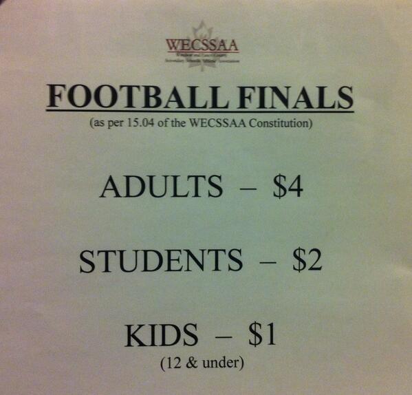 Reminder to ALL fans attending today's Finals at Alumni Field