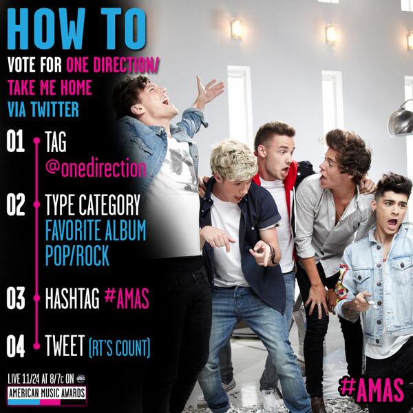 RT if you're voting <a href="/onedirection/">One Direction</a> for the #AMAs 'Favorite Pop/Rock Album'