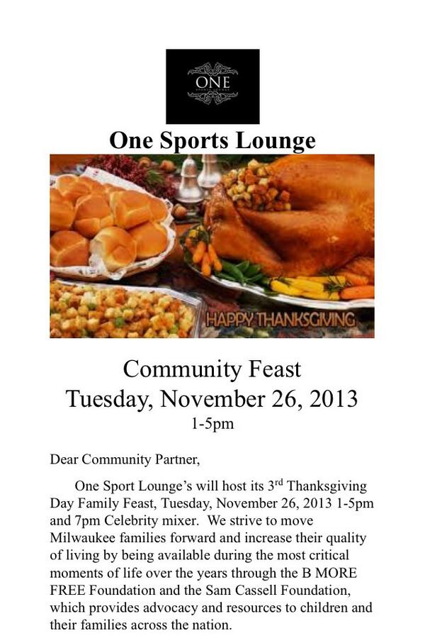 GoPinkWI's tweet image. ONE Sports Lounge Community Feast (1/2)