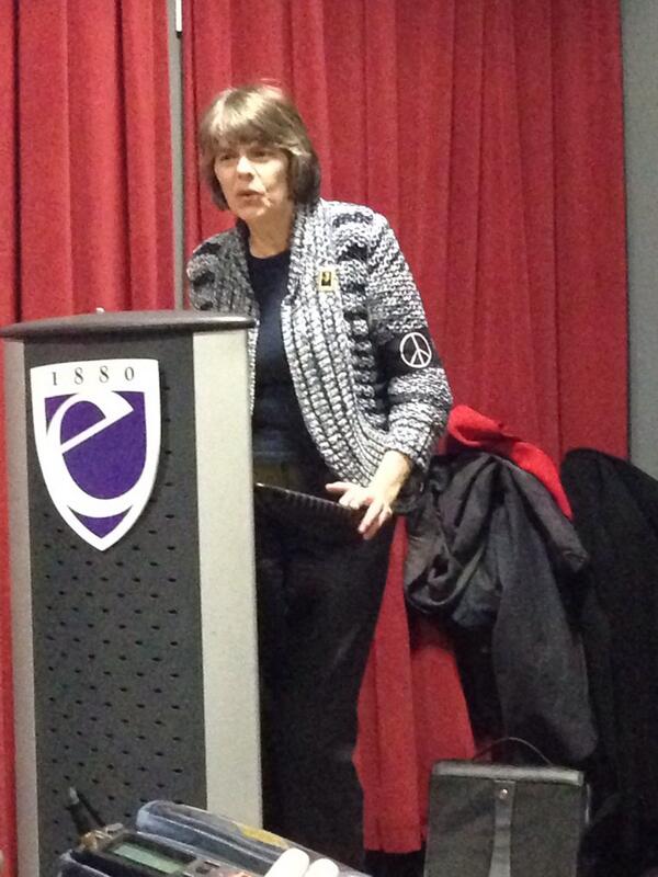SPJEmerson's tweet photo. Freedom of Speech Advocate Mary Beth Tinker speaks to journalism students in the Multipurpose Room http://t.co/IkVMrEGsUZ