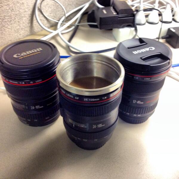 ZennMora's tweet photo. My new coffee mug fits in well with my other equipment. #canon #lens #coffee http://t.co/LDHEHJP7SF