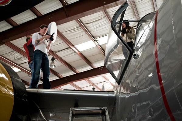 Behind the scenes of a photo shoot at an air museum with model Stefani Miller. #BTS #photography #fashion