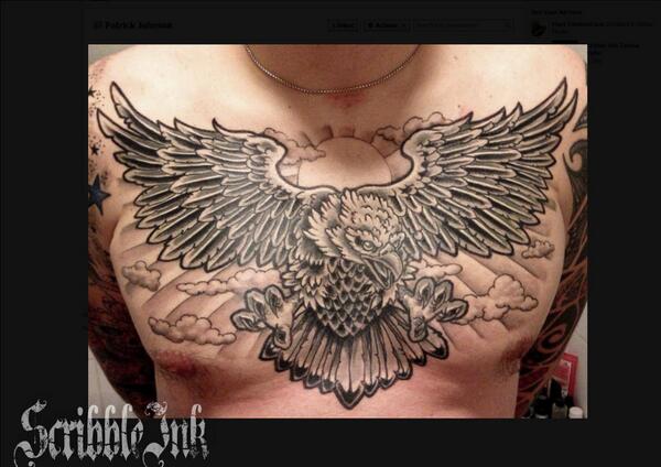 Barkers83's tweet photo. #scribbleink #tattoo #tattoistinessex #eagletattoo #chesttattoo #blackandgreytattoo http://t.co/RMQMXK9zba