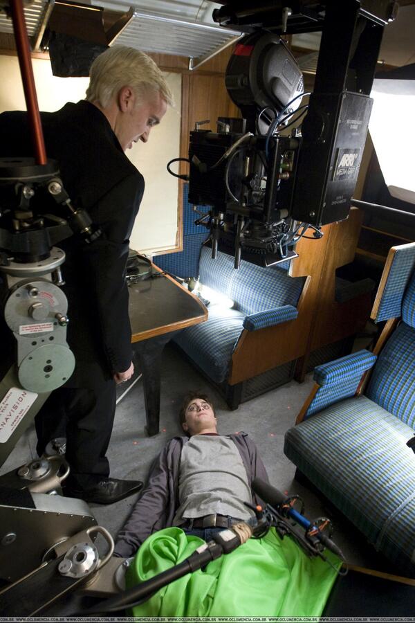 BehindCam's tweet image. Moments before Draco breaks Harry’s nose in "Harry Potter and the Half-Blood Prince".