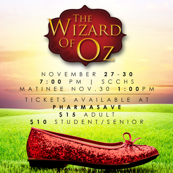 SCCHS_Comp's tweet photo. Interested in The Wizard of Oz? Retweet for a chance to win two tickets to the show! Draw this Sunday! #SCCHSFineArts http://t.co/70i09DuPXv