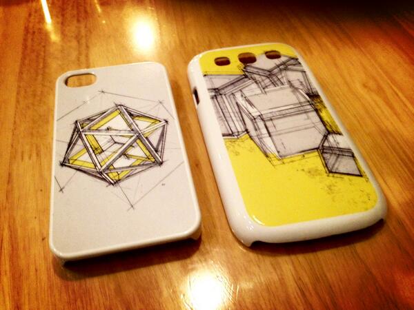 StreetingDesign's tweet image. His 'n hers phone covers, using geometric constructions I put together in 2011 for the first @22Berwyn market series