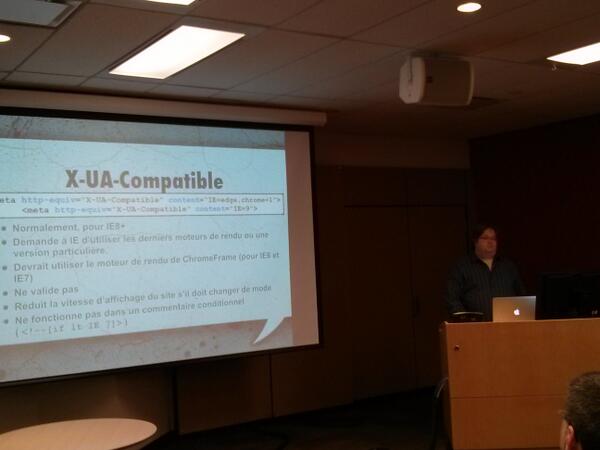 jonathanmarcil's tweet image. Présentation &quot;Les navigateurs au service de vos applications WEB&quot; de Philippe Gamache @SecureSymfony à #HTML5mtl