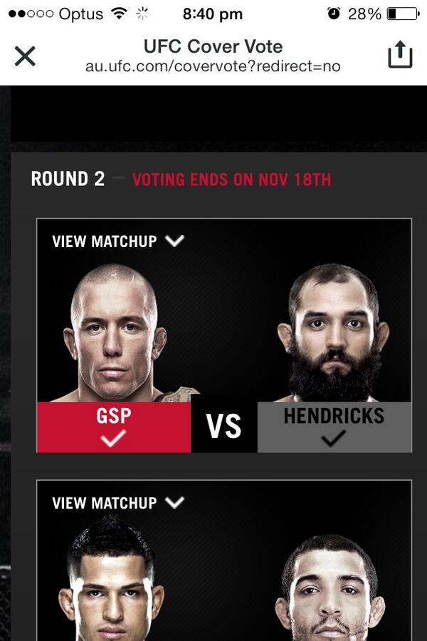 HarryCurrie's tweet image. @GeorgesStPierre #VOTEGSP #round2 #ufc167 #OutVoteAndOutPerformHendricks!