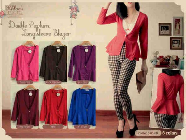 Double Peplum Blazer•Bahan Wedges•Fit to L•ecer@97rb,min3pcs@87rb,seri@77rb_ pin bb: 23846AC9,SMS only: 081391339624